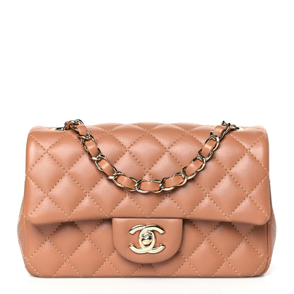 Chanel Lambskin Quilted Mini Rectangular Flap Brown 1 of 9