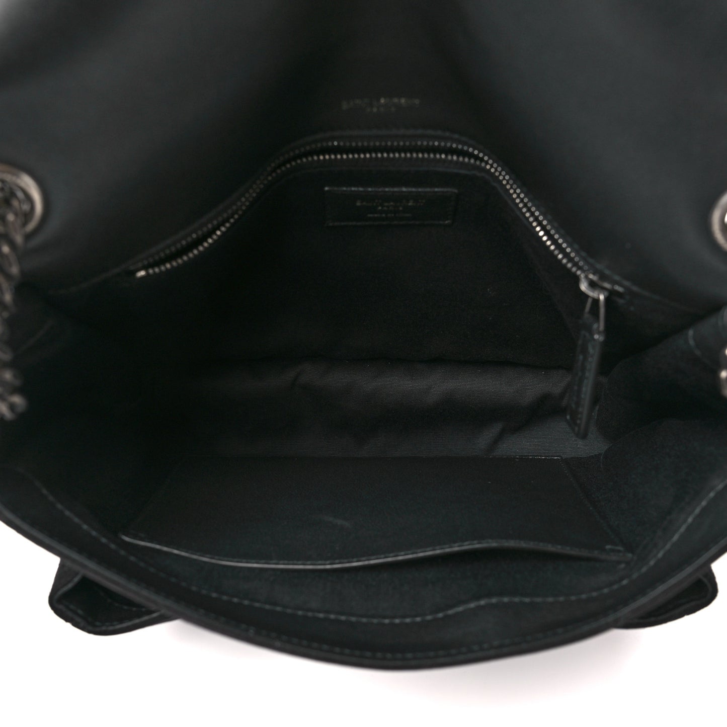 Suede Monogram Medium Niki Chain Satchel Black