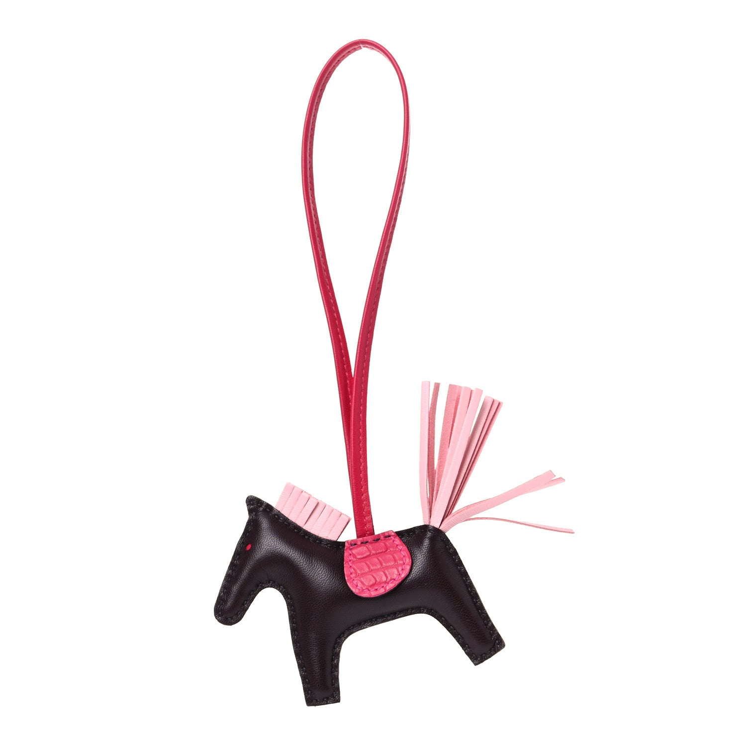 Hermes Milo Lambskin Matte Alligator Touch Grigri Rodeo Horse Bag Charm PM Rouge Sellier Framboise Rose Sakura 1 of 4