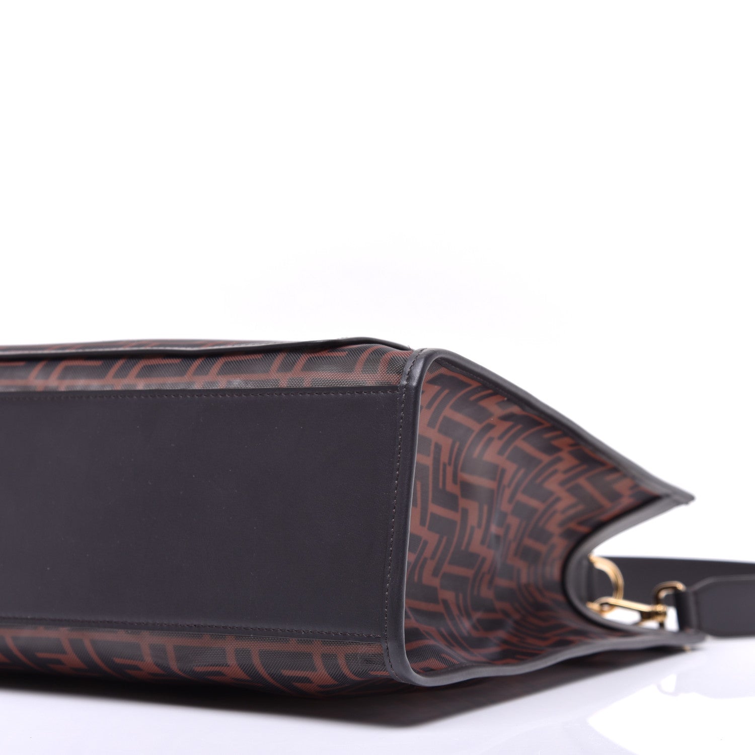 Fendi Mesh Vitello Century Cuoio FF 1974 Medium Runaway Shopper Tote Marrone Black Ebano 10 of 10