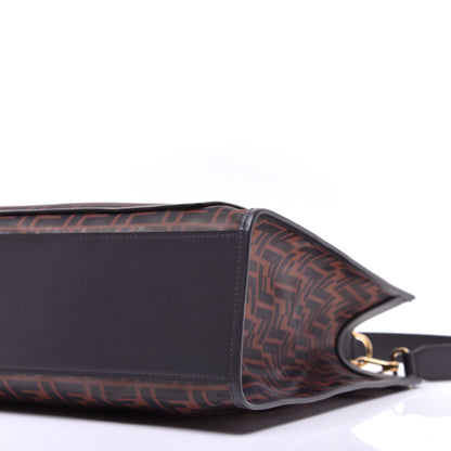 Fendi Mesh Vitello Century Cuoio FF 1974 Medium Runaway Shopper Tote Marrone Black Ebano 10 of 10