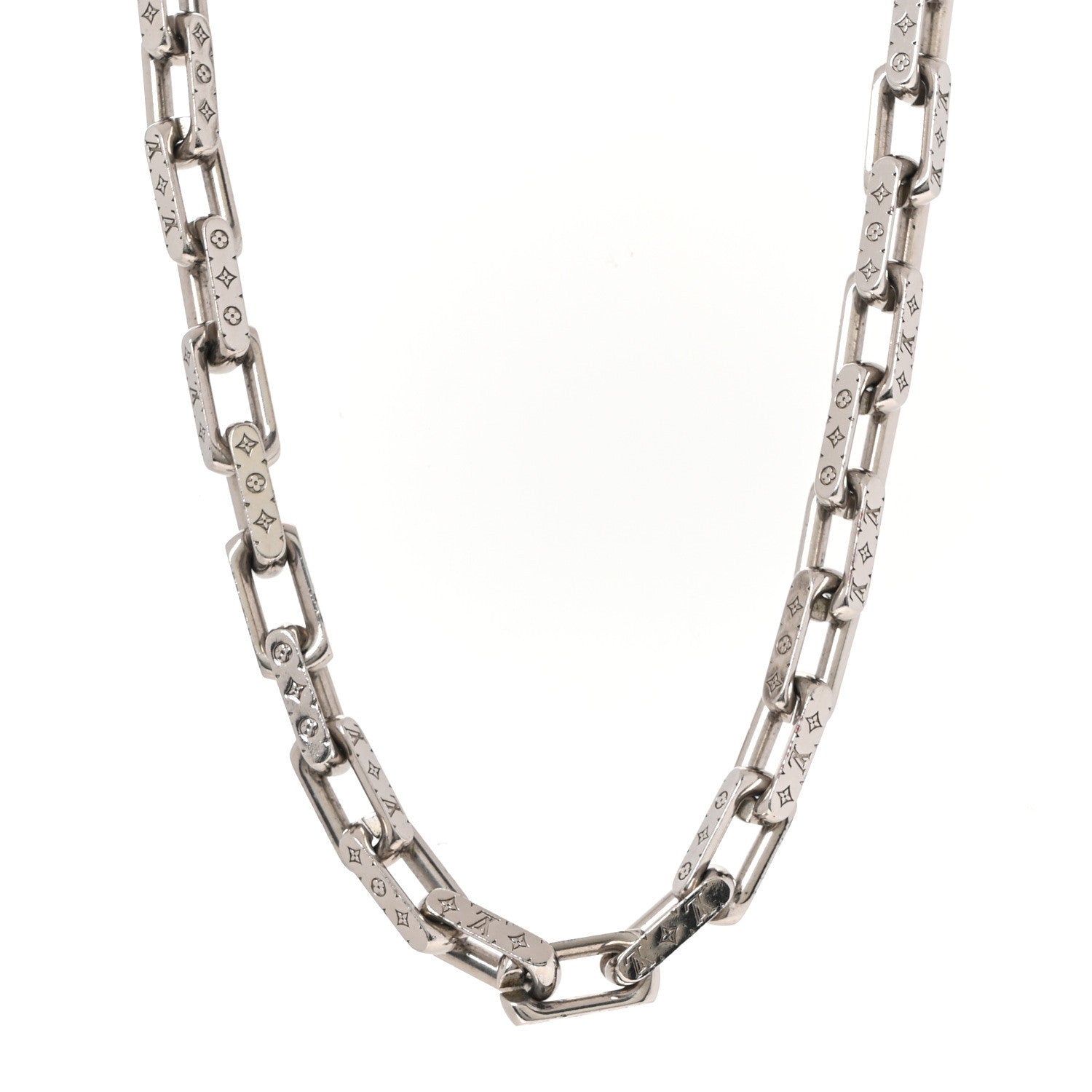 Louis Vuitton Monogram Chain Necklace Silver Silver 1 of 5