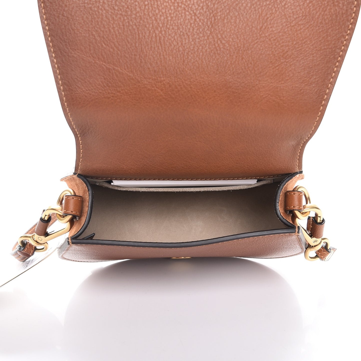 Calfskin Suede Small Nile Bracelet Bag Caramel