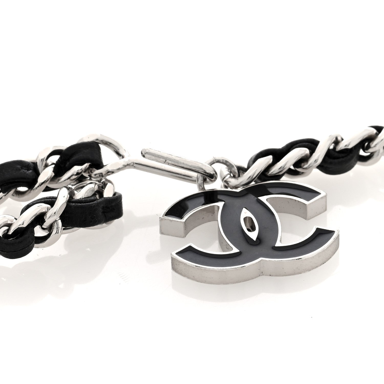 Chanel Lambskin Enamel CC Chain Belt Black Silver 3 of 3