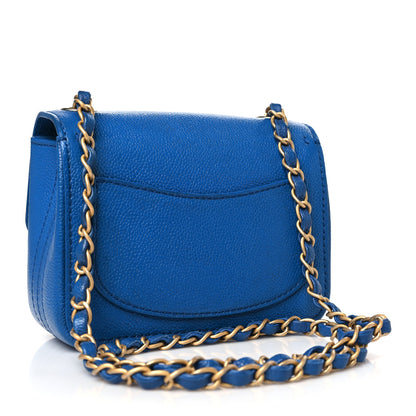 Chanel Grained Calfskin Mini Square Classic Pure Flap Blue 3 of 9