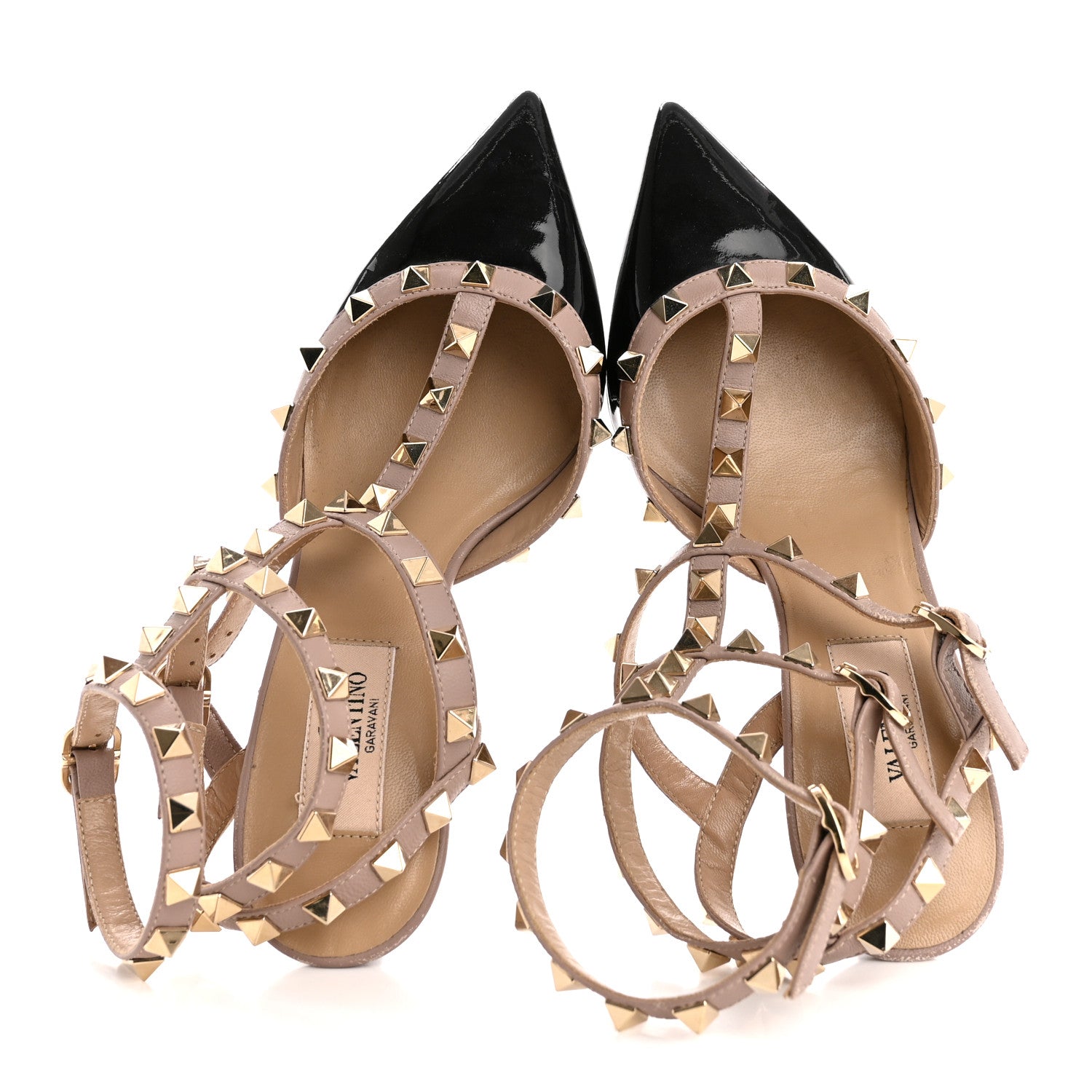 Valentino Garavani Patent Nappa Rockstud Ankle Strap 65mm Pumps 35.5 Black Poudre 2 of 11