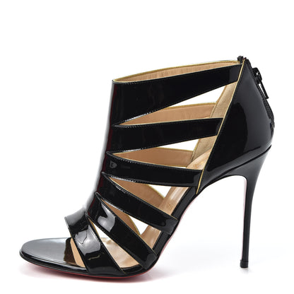 Christian Louboutin Patent Beauty K 100 Cage Sandals 38 Black 1 of 10