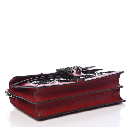 Gucci Tweed GG Monogram Small Dionysus Shoulder Bag Black White Romantic Cherry 4 of 12