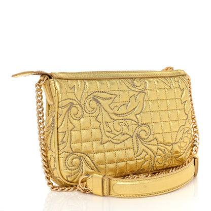 Versace Metallic Nappa Barocco Quilted Vanitas Chain Crossbody Bag Gold 3 of 9