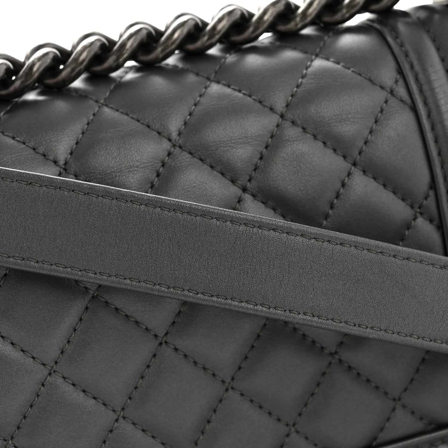Chanel Metallic Calfskin Quilted Small Boy Flap Dark Silver 13 of 14
