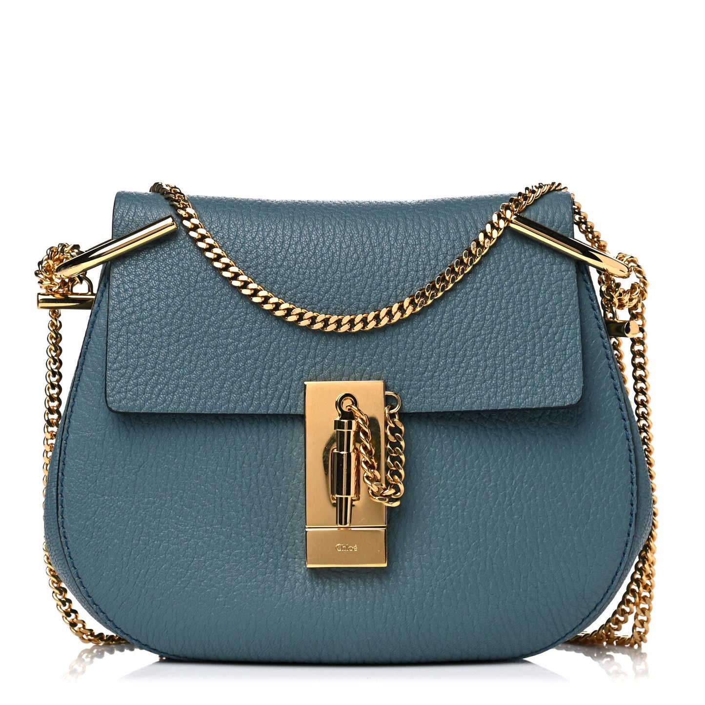 Grained Lambskin Mini Drew Shoulder Bag Cloudy Blue
