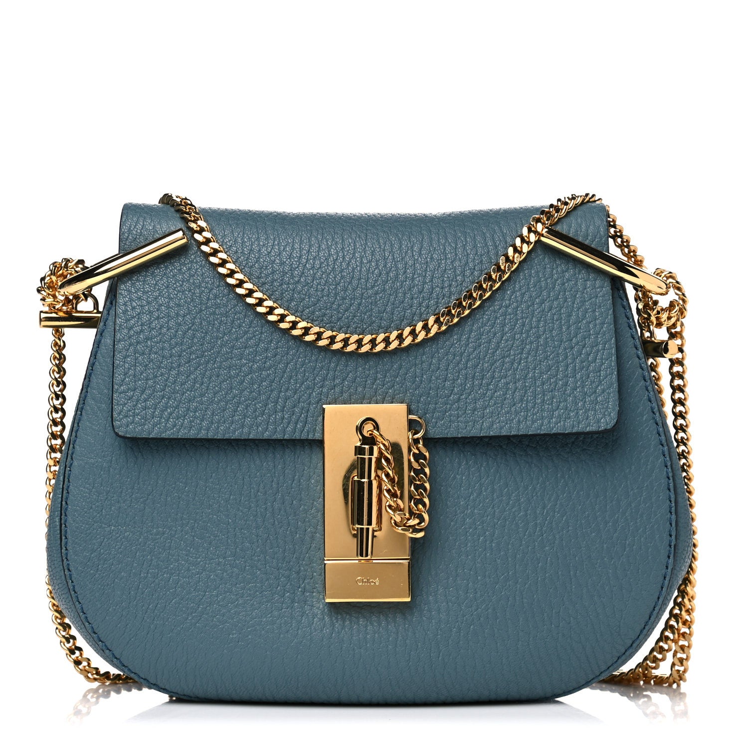 Chloe Grained Lambskin Mini Drew Shoulder Bag Cloudy Blue 1 of 9