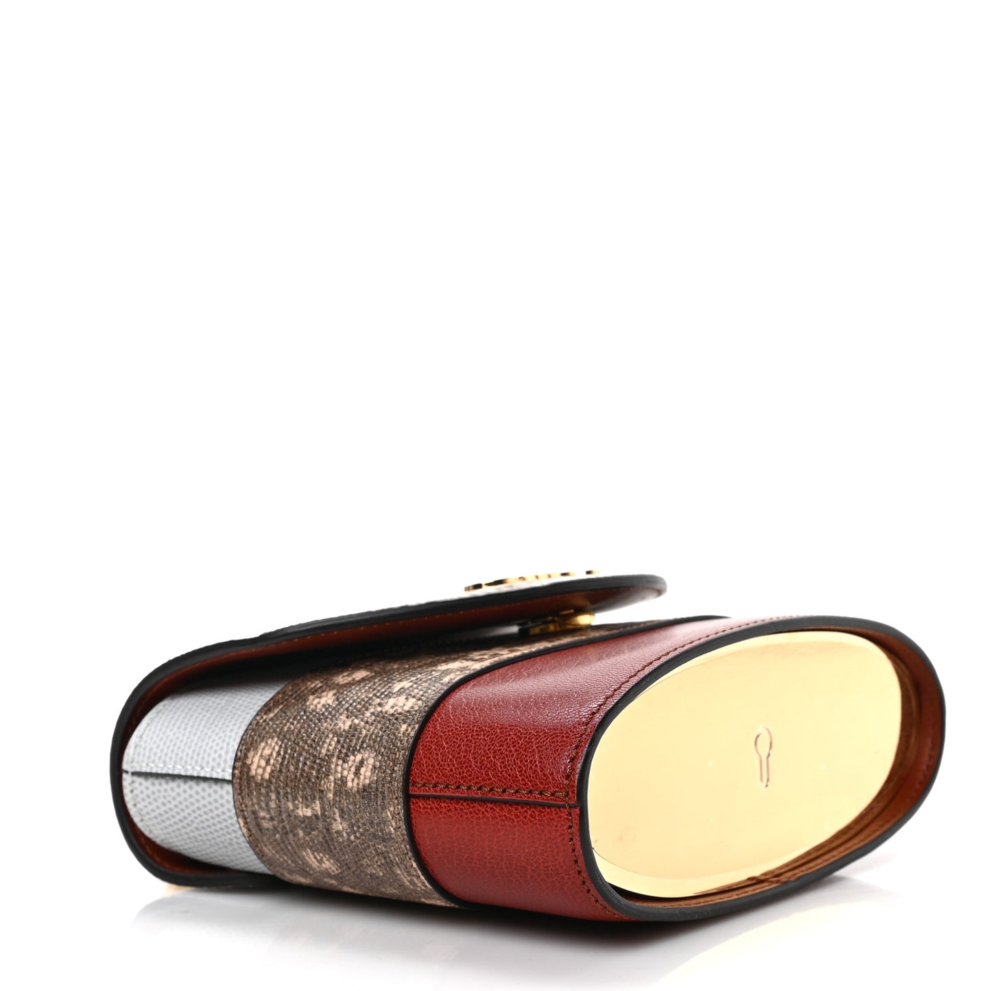 Calfskin Lizard Embossed Small Aby Lock Sepia Brown