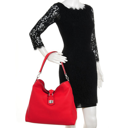 Fendi Vitello Small Clasp Top Hobo Bag Red 2 of 10