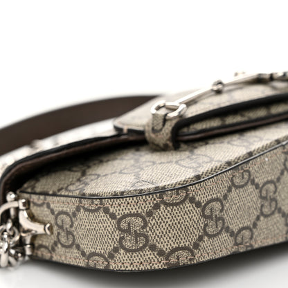 Gucci GG Supreme Monogram Mini Horsebit 1955 Asymmetric Shoulder Bag Beige Ebony 9 of 10