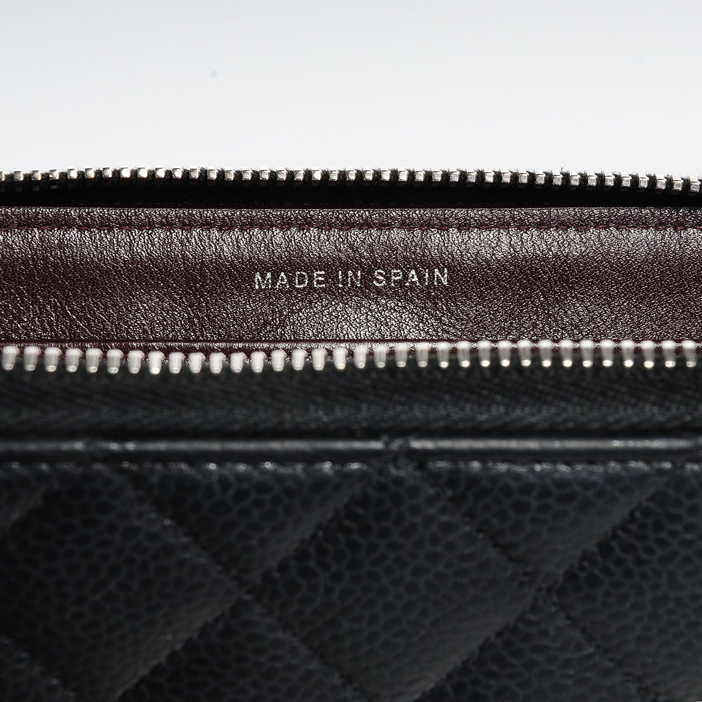 Iridescent Caviar Quilted Large Zip Around Wallet Black CC