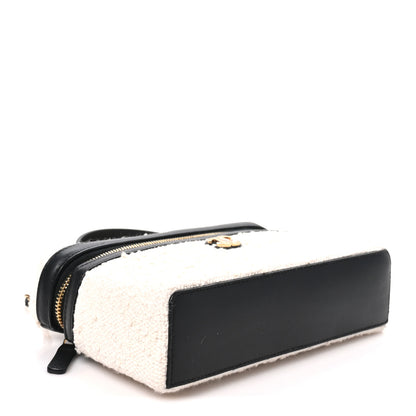 Chanel Boucle Calfskin Top Handle Slim Vanity Case With Chain Ecru Black 4 of 10
