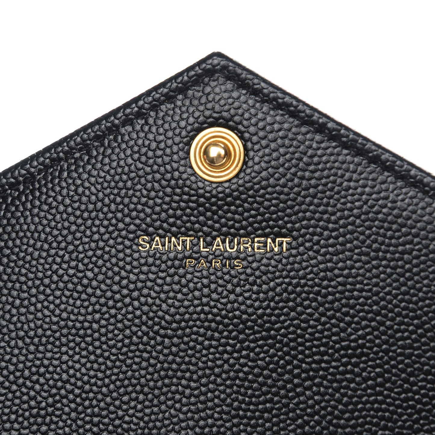 Grain De Poudre Matelasse Chevron Monogram Envelope Chain Wallet Black