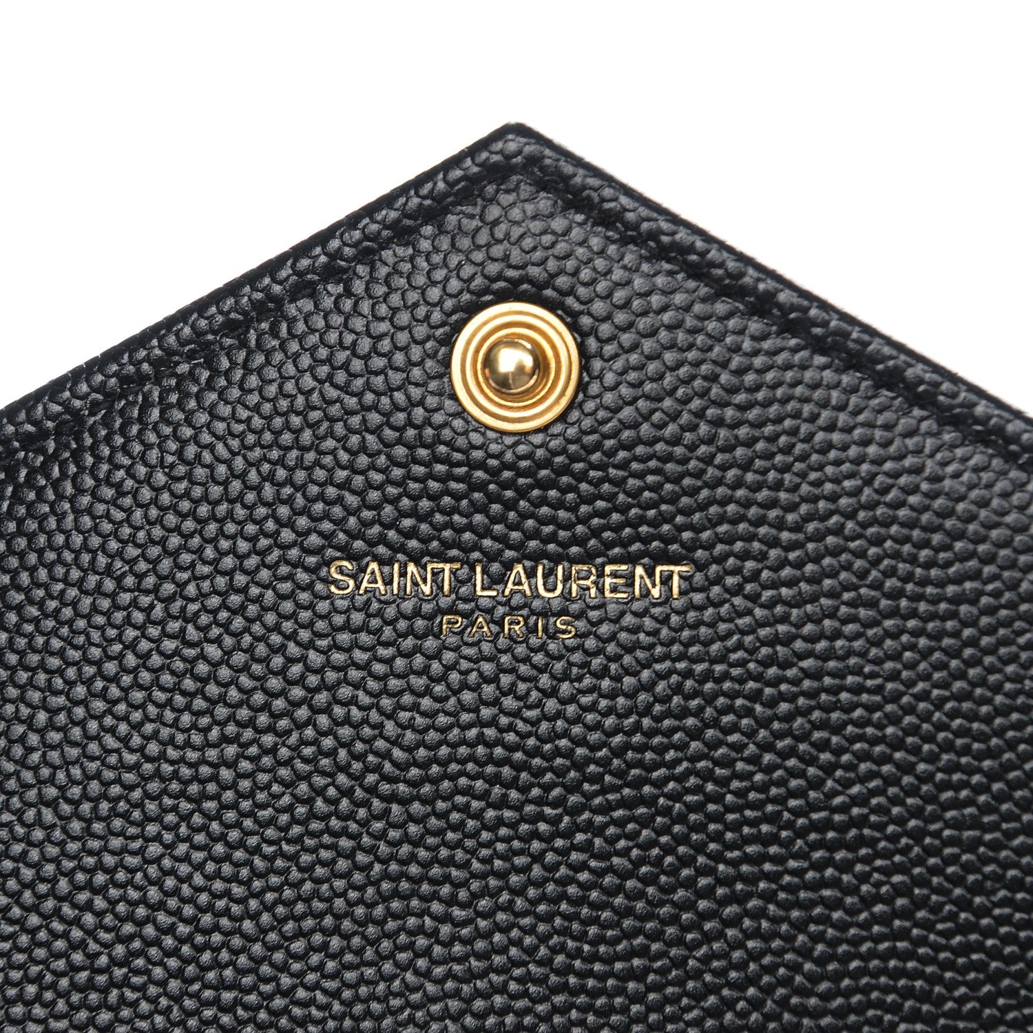 Saint Laurent Grain De Poudre Matelasse Chevron Monogram Envelope Chain Wallet Black 6 of 8