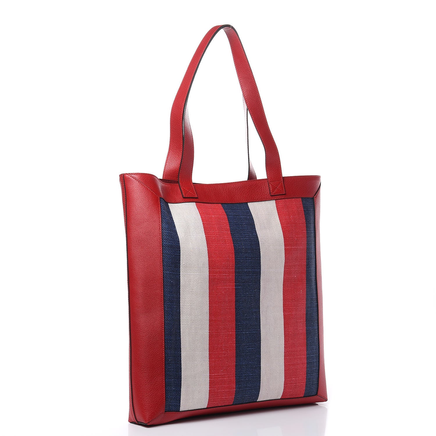 Gucci Canvas Calfskin Sylvie Stripe Logo Mens Tote Red White Blue 3 of 9