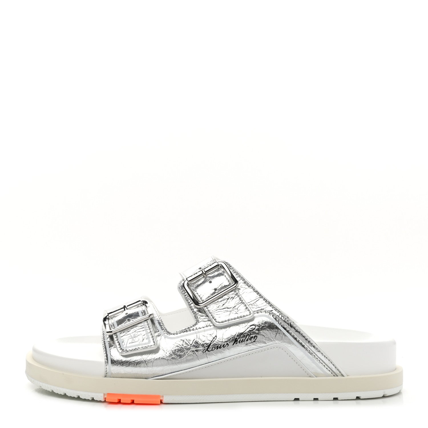Louis Vuitton Metallic Mix Materials Mens LV Script Trainer Mules 10 Silver Multicolor 1 of 8