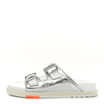 Louis Vuitton Metallic Mix Materials Mens LV Script Trainer Mules 10 Silver Multicolor 1 of 8
