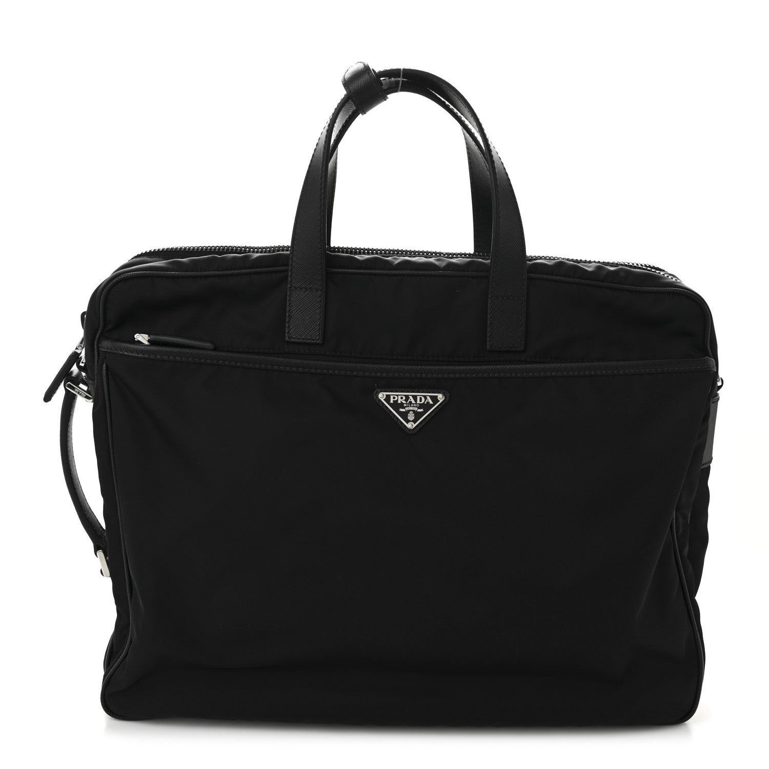 Prada Tessuto Nylon Saffiano Briefcase Black 1 of 12