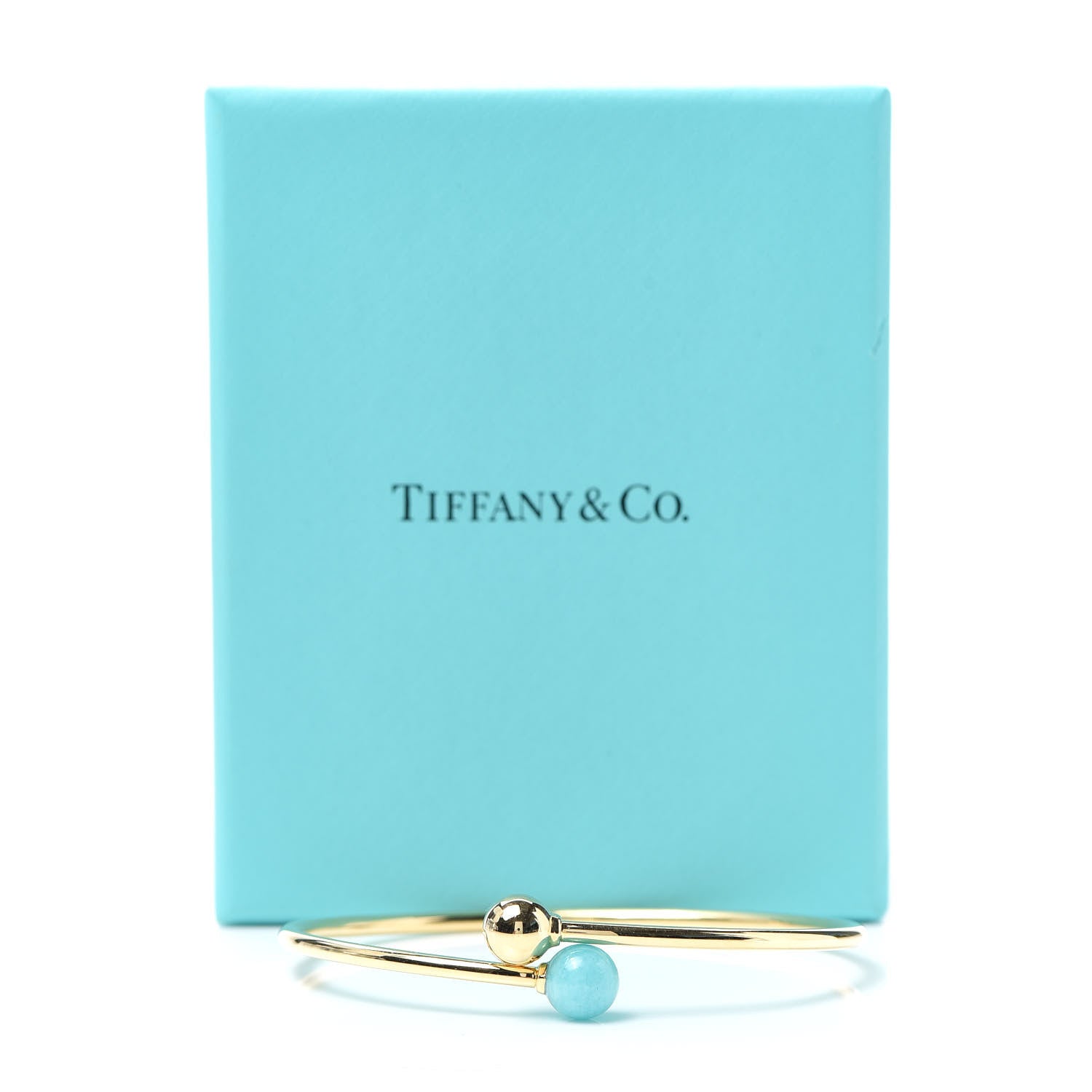 Tiffany 18K Yellow Gold Amazonite 8mm HardWear Ball Bypass Bracelet 5 of 5