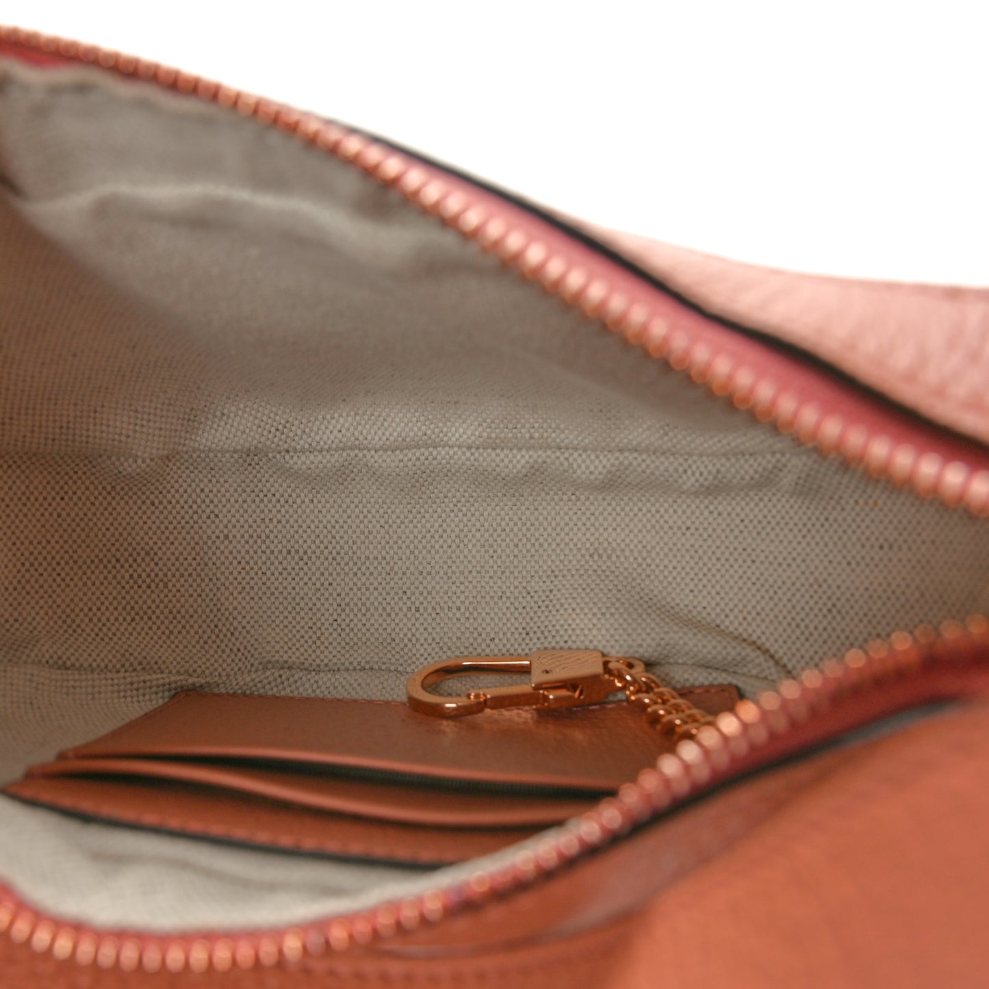 GG Supreme Monogram Textured Calfskin Web Mini Ophidia Half Moon Hobo Rose Pink