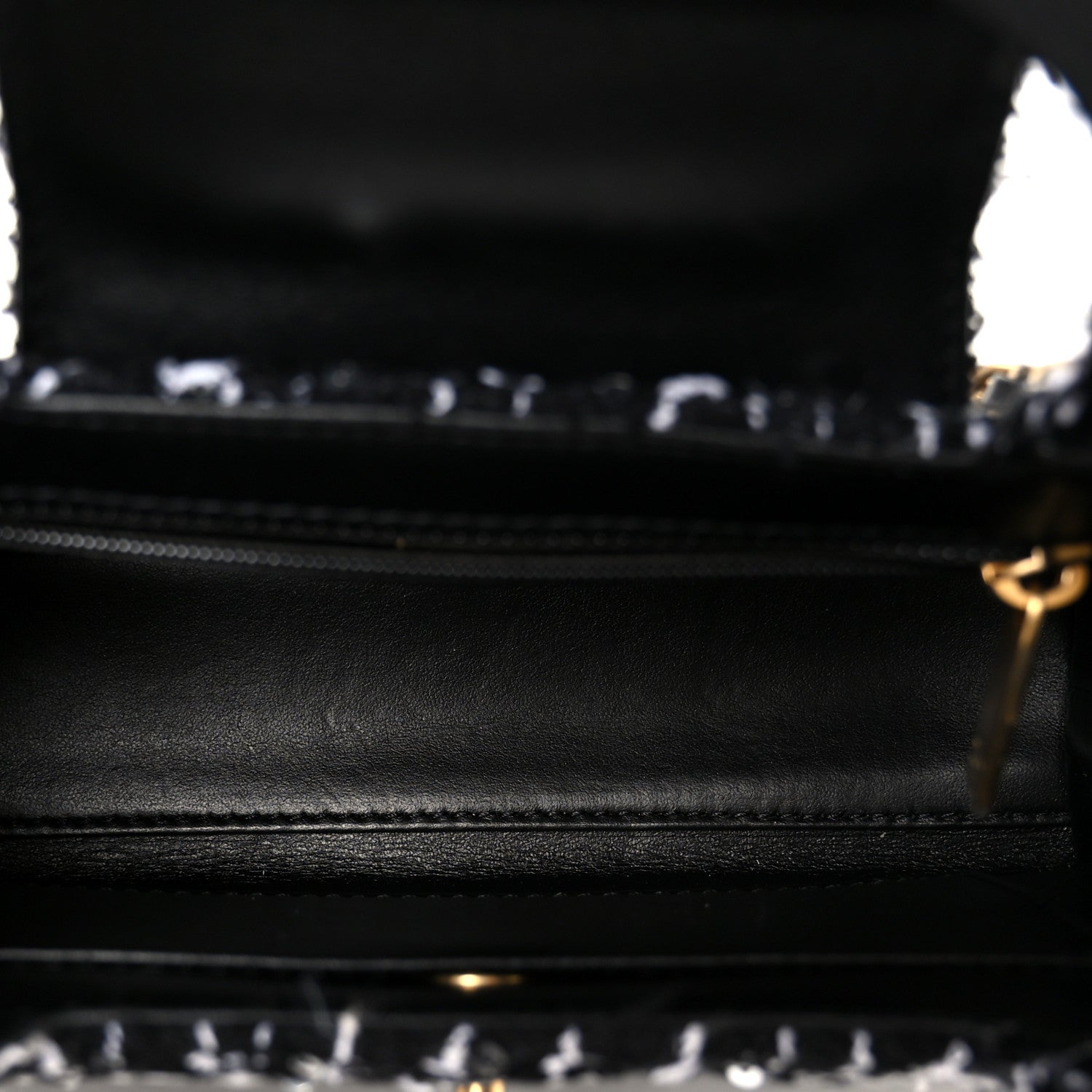 Chanel Tweed Quilted Nano Kelly Shopper Black White 5 of 10