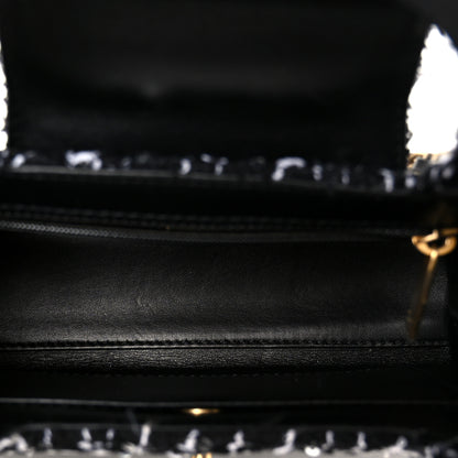 Chanel Tweed Quilted Nano Kelly Shopper Black White 5 of 10