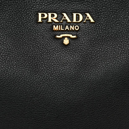Prada Vitello Phenix Zippered Messenger Hobo Black 7 of 10