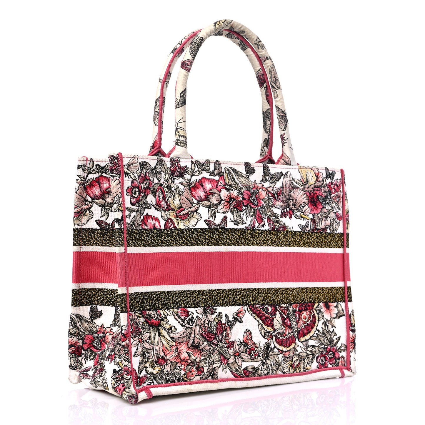 Canvas Embroidered Medium Butterfly Print Book Tote Multicolor