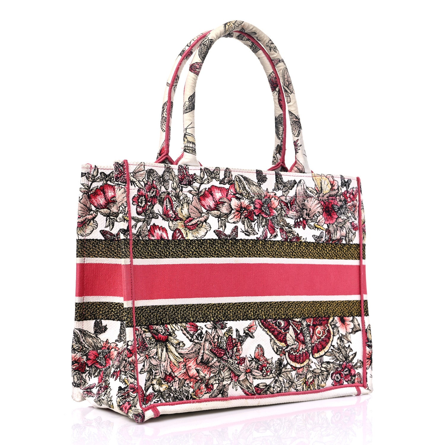 Christian Dior Canvas Embroidered Medium Butterfly Print Book Tote Multicolor 3 of 14