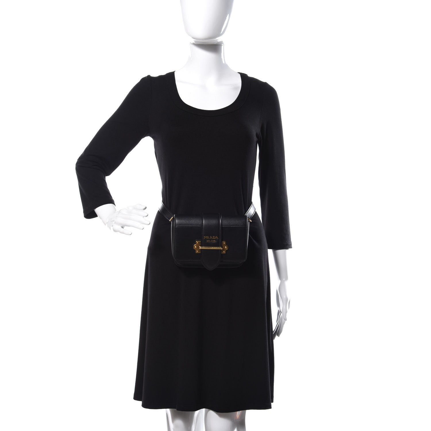 Prada Saffiano City Calf Cahier Belt Bag Black 3 of 12