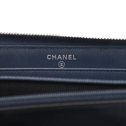 Chanel Patent Chevron Zip Around Wallet Blue 6 of 10