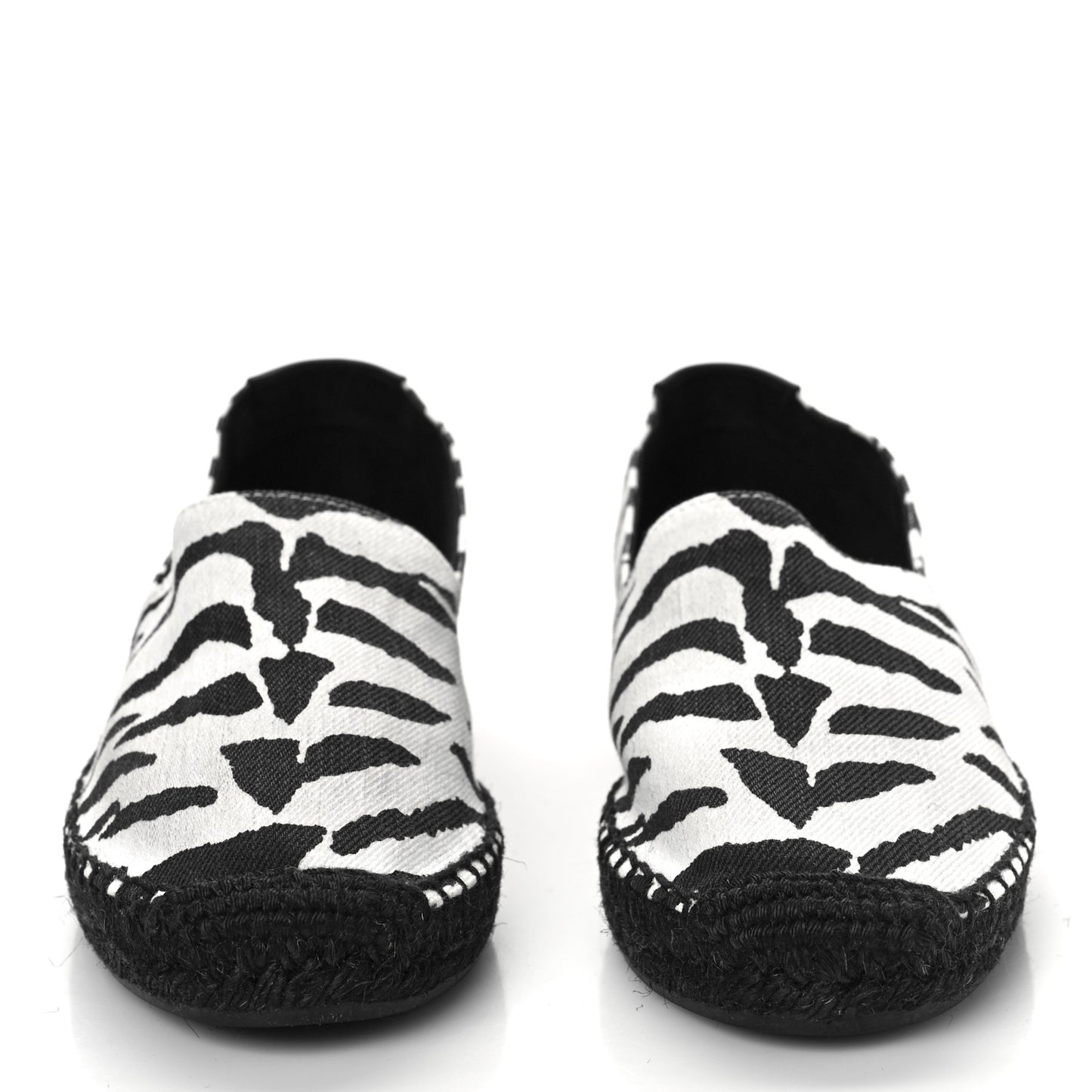 Canvas Tiger Print Espadrilles 37.5 White Black