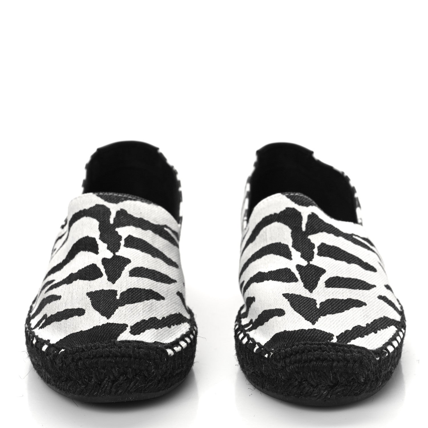 Saint Laurent Canvas Tiger Print Espadrilles 37.5 White Black 2 of 9