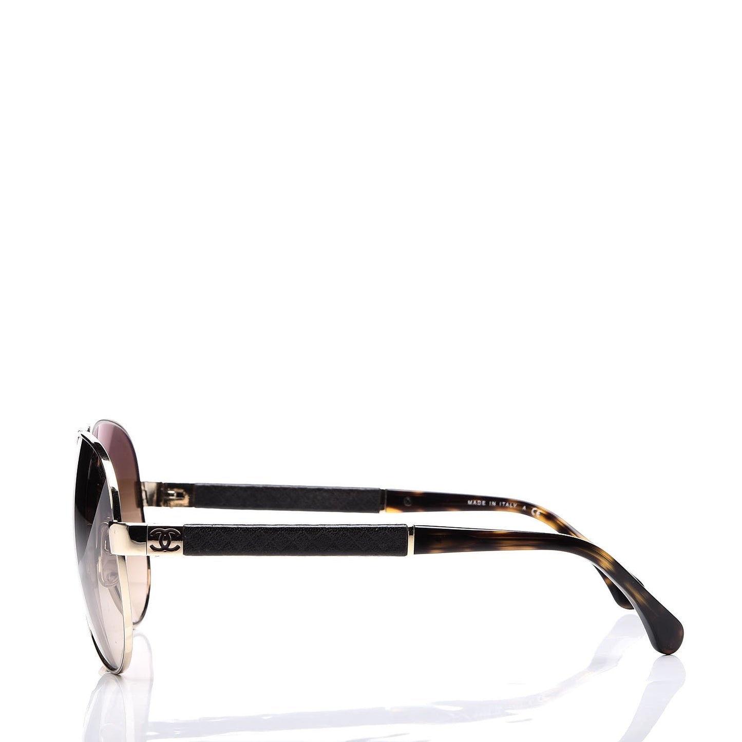 Lambskin Quilted CC Aviator Sunglasses 4195-Q Brown Gold