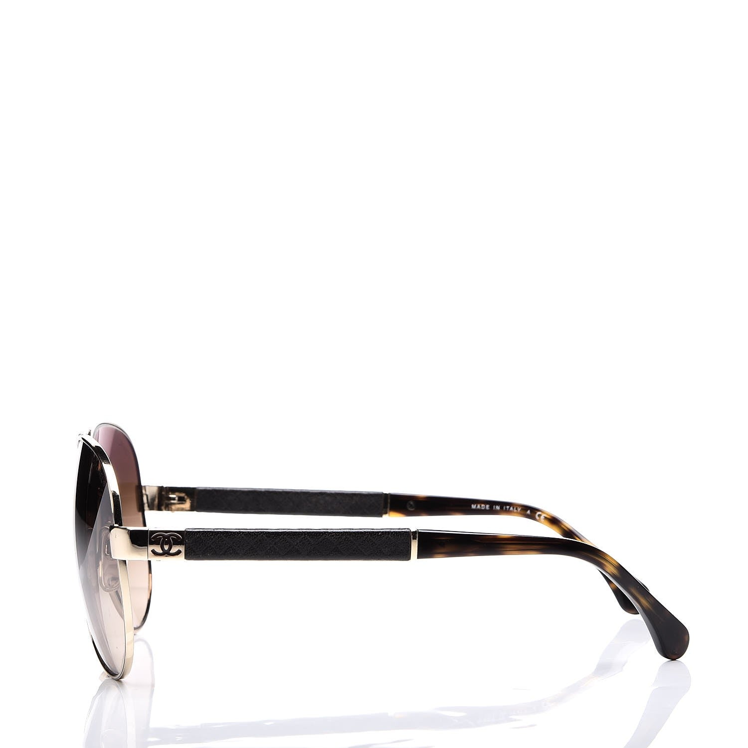 Chanel Lambskin Quilted CC Aviator Sunglasses 4195-Q Brown Gold 4 of 11