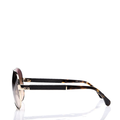 Chanel Lambskin Quilted CC Aviator Sunglasses 4195-Q Brown Gold 4 of 11
