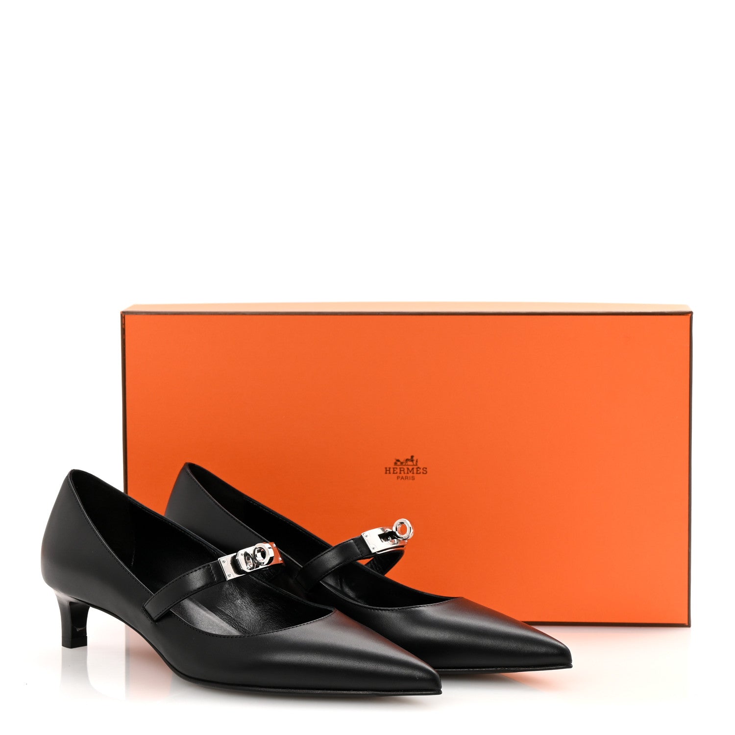 Hermes Calfskin Kiara 40 Pumps 36.5 Black 10 of 10