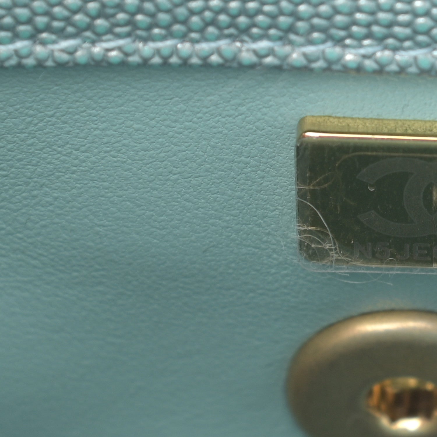 Chanel Metallic Caviar Quilted Mini Coco Handle Flap Light Blue 7 of 10