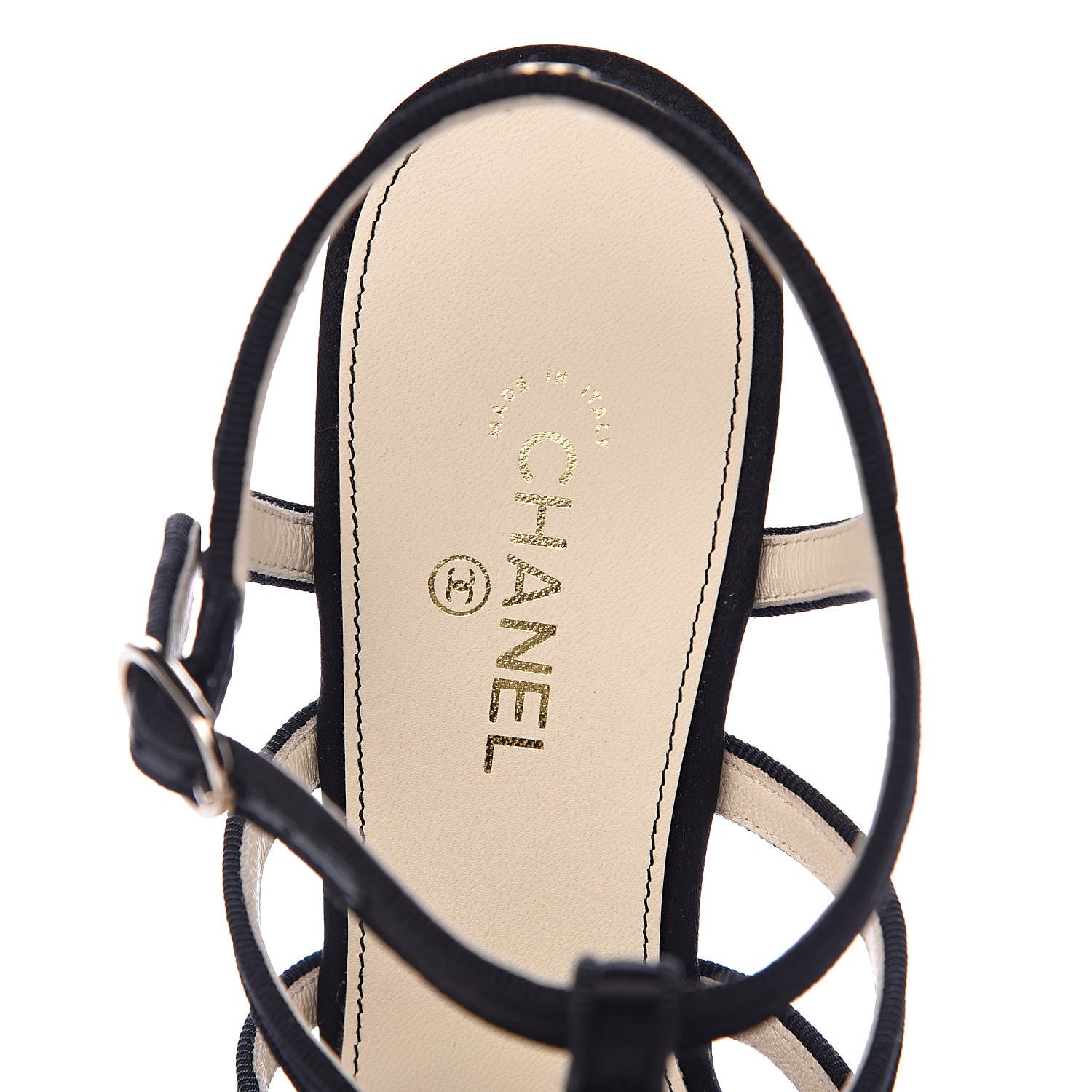 Chanel Satin Pearl Bow Sandals 37 Black 7 of 10