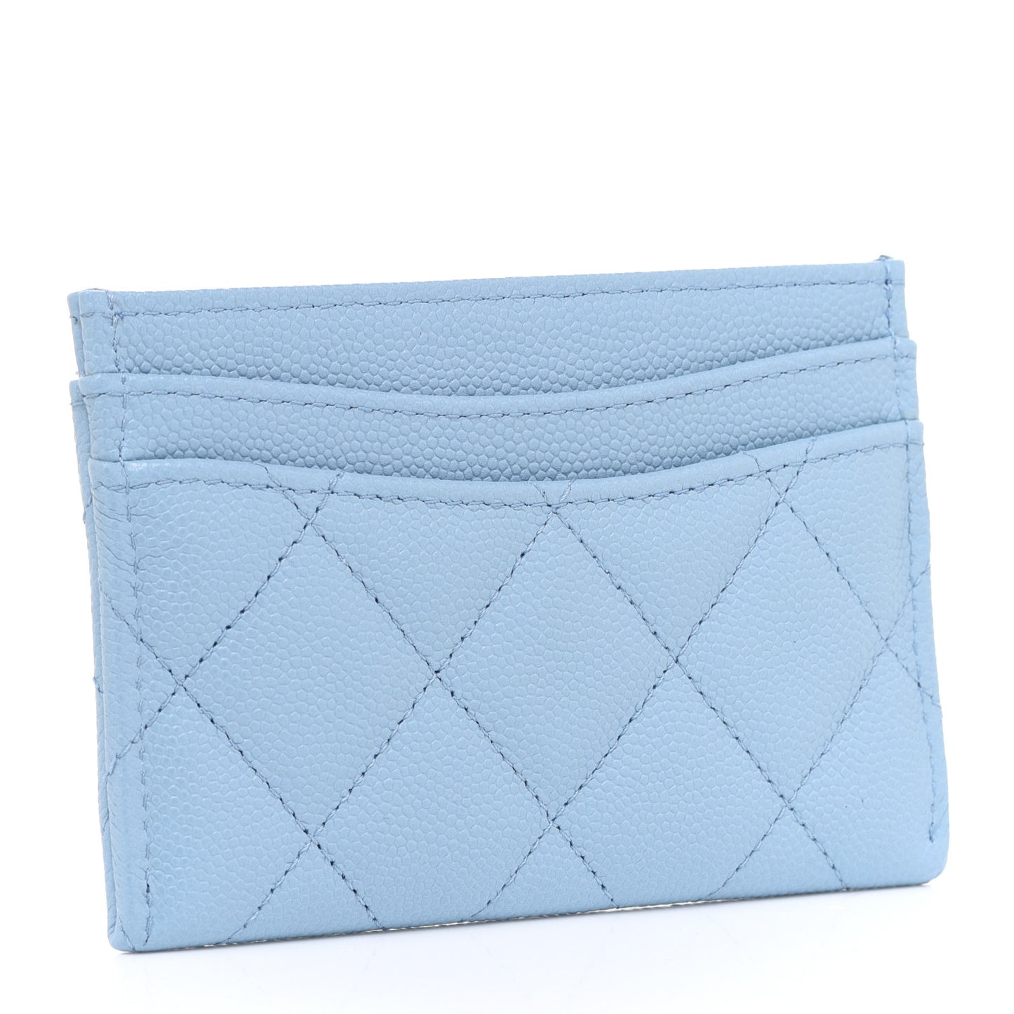 Caviar Quilted Card Holder Light Blue