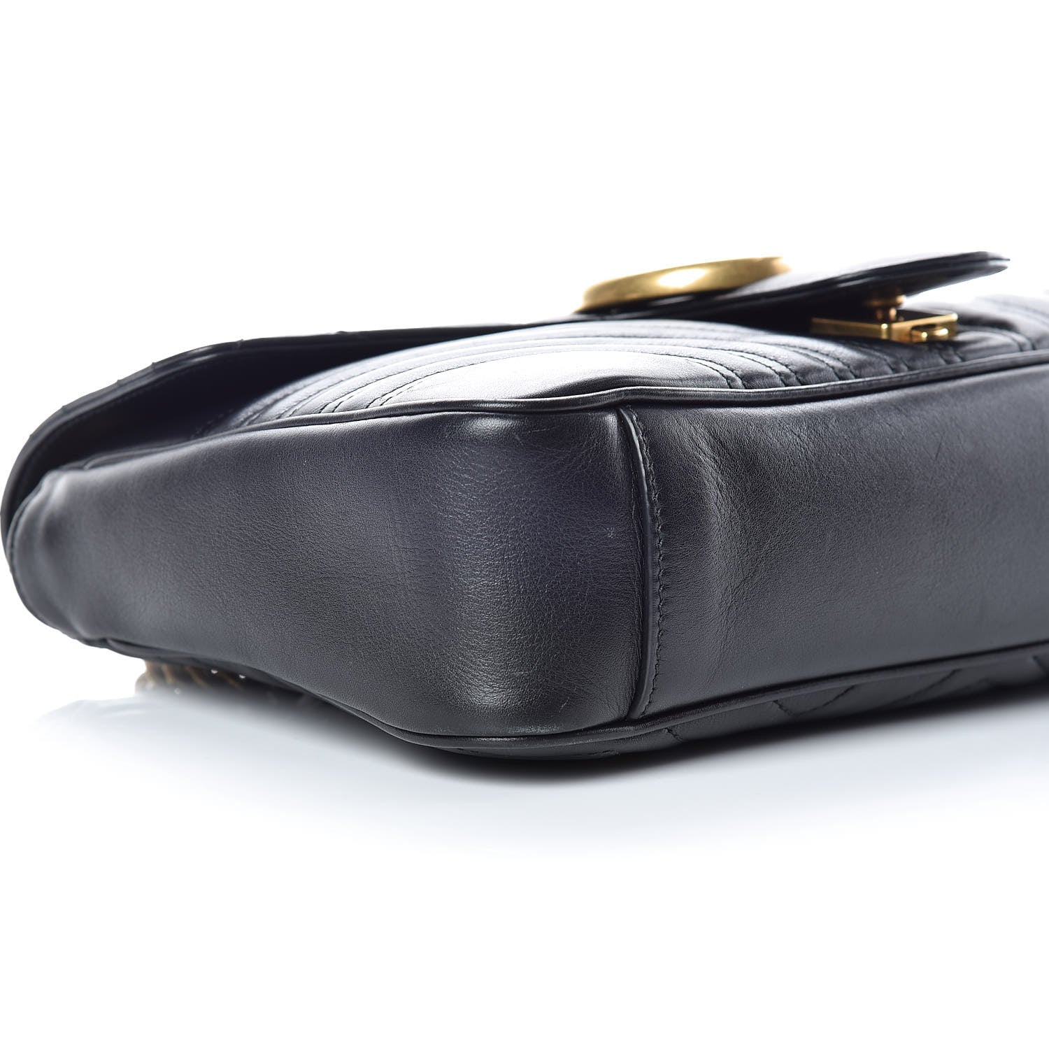 Gucci Calfskin Matelasse Medium GG Marmont Shoulder Bag Black 5 of 12