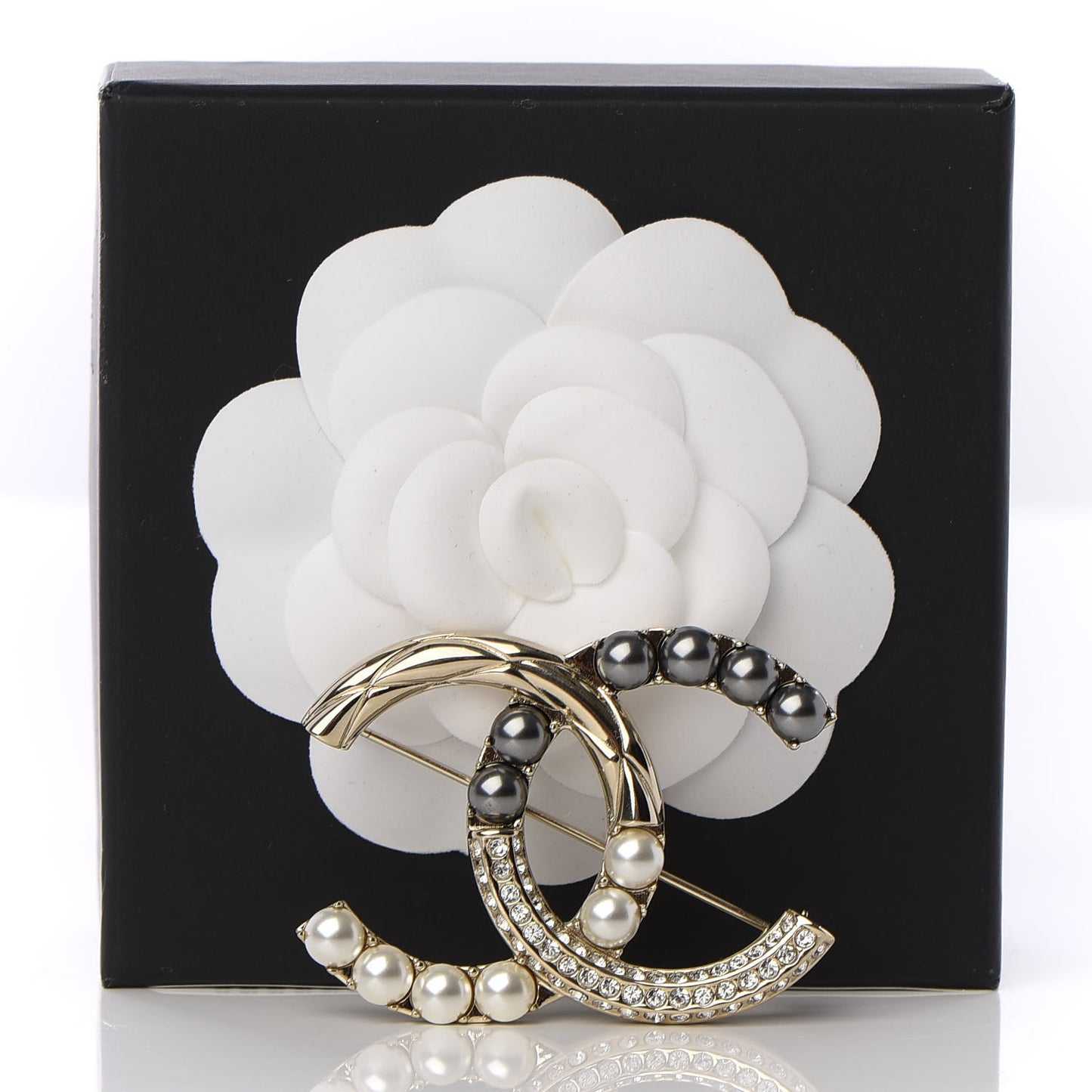 Pearl Crystal Bright Young Thing CC Brooch Gold