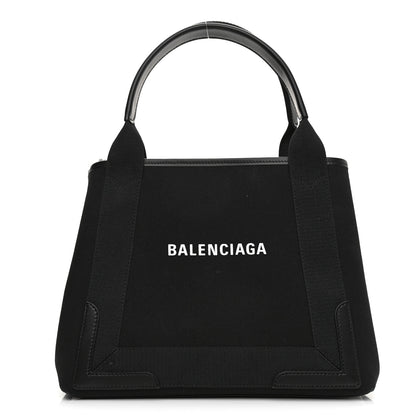 Balenciaga Cotton Canvas Calfskin S Navy Cabas Black 1 of 11