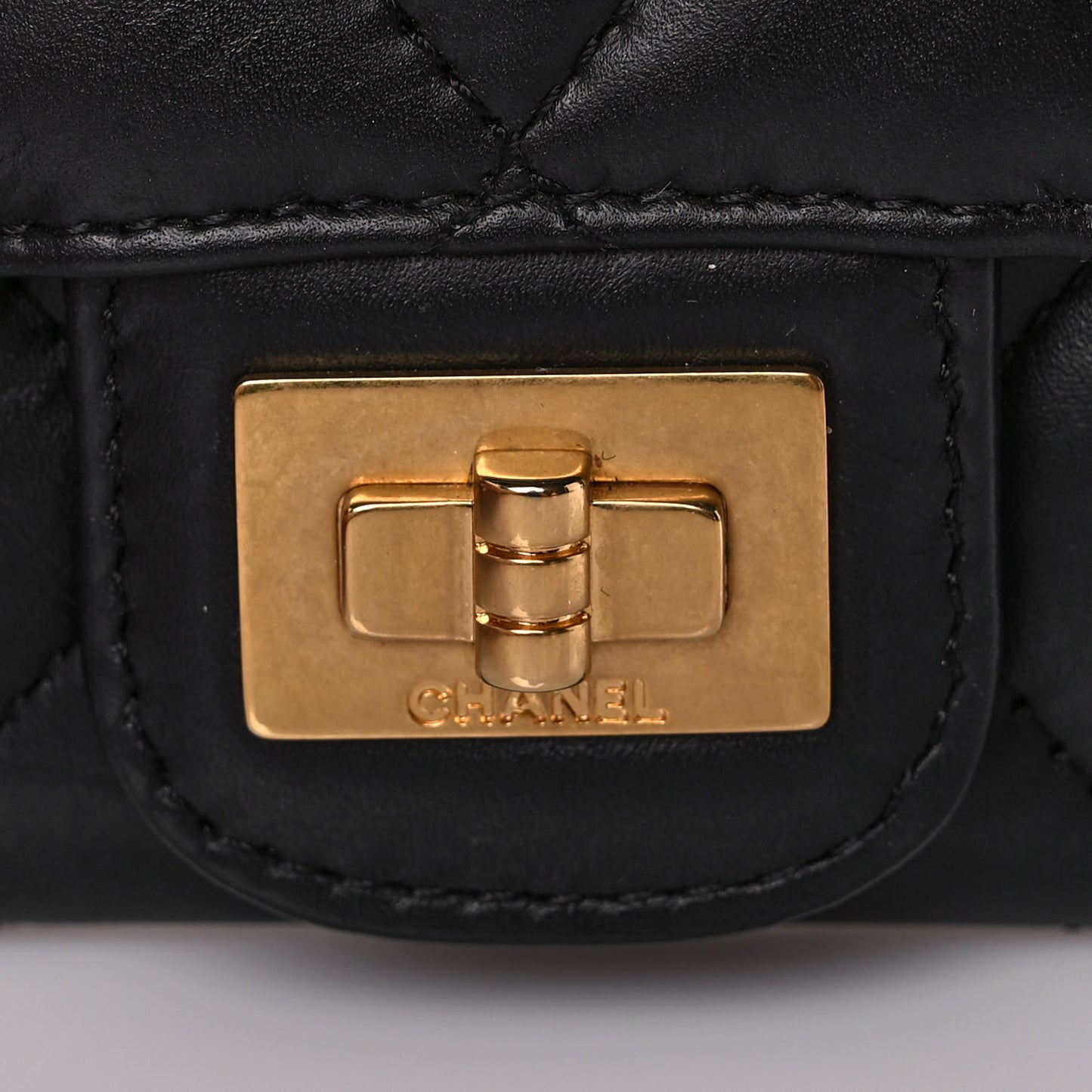 Aged Calfskin Quilted Reissue Flap Card Holder Black