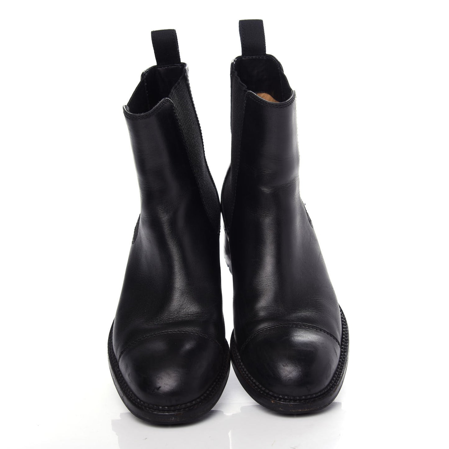 Calfskin Elastic Short Boots 37.5 Black